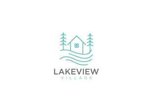 design popular classic lake being built logo