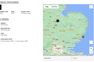show route with distance and direction on web site