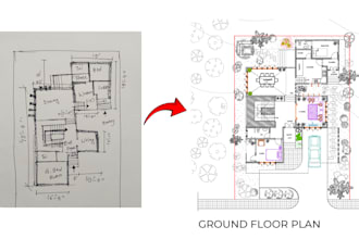 convert pdf, hand sketch, jpeg image to 2d floor plan auto cad