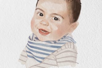 draw your cute baby and kids in watercolor