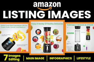 design amazon product listing images, product infographics and photo editing