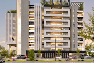 create an architectural design, exterior design with 3d view