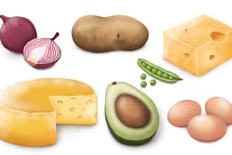 illustrate groceries and plants