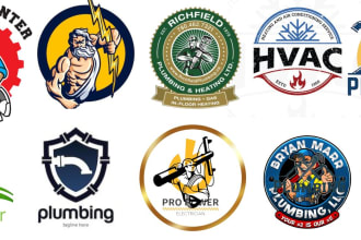 design plumbing, heating, hvac, solar energy, electrician logo