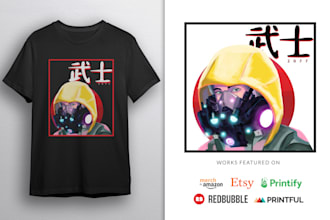 hand draw designs and illustrations for t shirts and merch