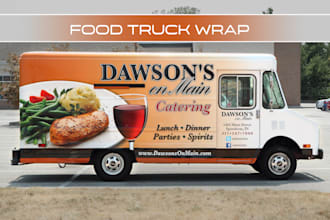 do food truck, food trailer, food stall, stand, container, food cart wrap design
