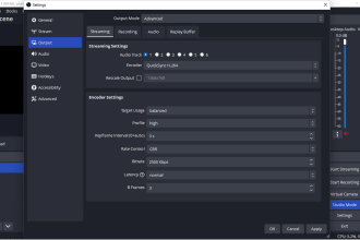 set up configure of obs studio for live stream or recording and add obs scense