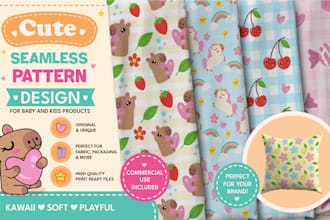 design cute seamless patterns for baby and kids products