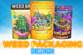 design an eye catching weed pouch, mylar bag