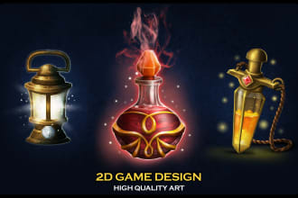 create amazing 2d game art props, icons, items, objects
