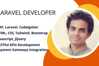 be your php laravel developer, laravel, php, tailwind css, full stack developer