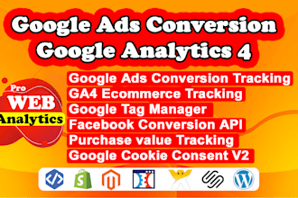fix or setup google analytics, ga4 ecommerce tracking, conversion tracking, GTM