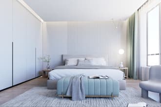 design and render your bedroom and bathroom