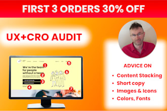 audit website hero section UX, cro, first 3 orders for 250 dollars