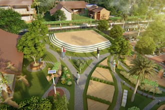 design your playground, community landscape park, public space with 3d rendering