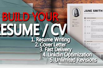 make, write, edit a professional resume or CV for job