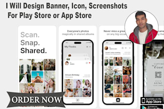 design banner, icon, screenshots for play store or app store
