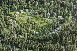 do 3d model, exterior rendering, landscape and animation