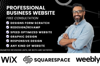 design, develop or redesign your business squarespace, wix, weebly website