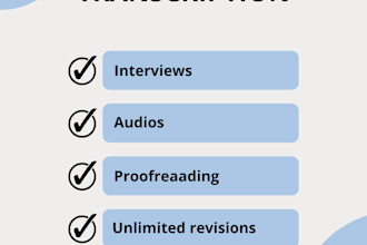 help in transcription of any audios or interviews