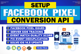 setup or fix facebook pixel conversion API, fb pixel setup