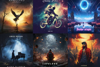 design a creative album cover art or music artwork