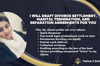 draft divorce settlement, marital termination, and separation agreement