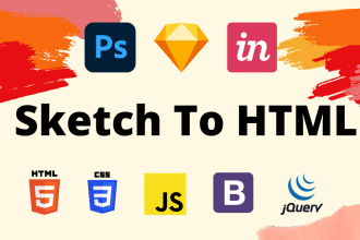 convert sketch to HTML, PSD to HTML, pdf to HTML CSS responsive website