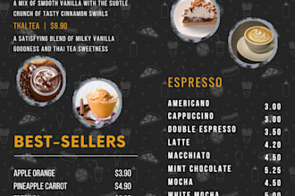 design food menu, digital menu, and restaurant menu design