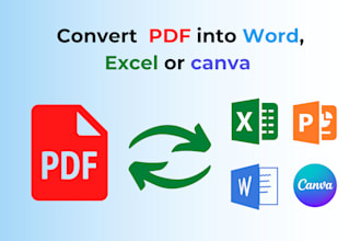 convert PDF to word, excel or canva