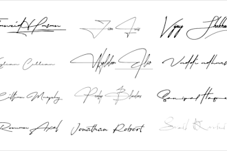 design hand drawn signature, cursive logo or autograph
