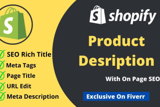 write shopify product description and SEO title