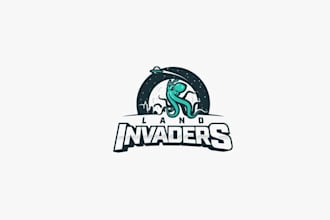 do famous premium nice land invaders game logo