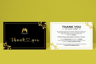 design amazon thank you card, package insert, product insert card