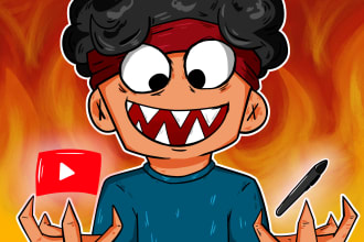 draw and illustrate cartoonic youtube thumbnails for you