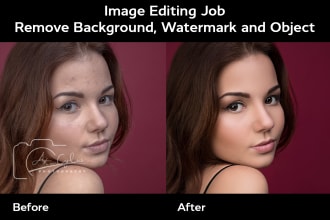 image editing job remove background, watermark and object