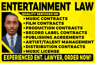 draft or review standard music, film, and entertainment contracts agreements