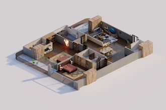 design 3d isometrics of apartments, villas, and offices