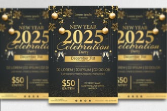 design new year party invitation flyer or any event flyer