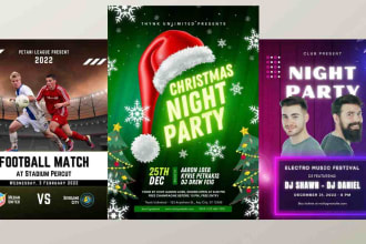 christmas poster, motion flyer, digital flyer, club flyer design