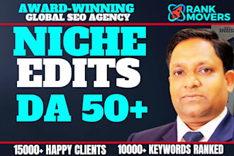 do niche edit link insertion on da 50 plus real sites