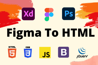 convert figma to HTML, PSD to HTML, xd to HTML CSS bootstrap website design