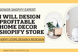 design profitable home decor shopify store, home decor website, home management