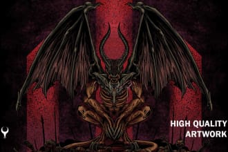 high detailed dark art illustration metal album cover