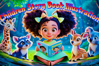 do children story book illustrations and children book illustration and cover