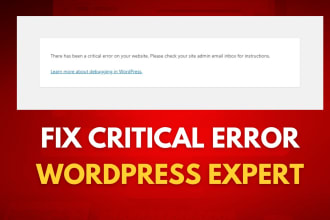 fix critical error issue on wordpress website asap