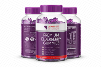 do supplement label product packaging design with 3d mockup
