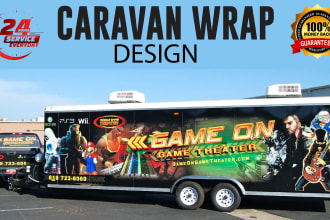design food trailer, food truck, camper or caravan wrap, bike wrap