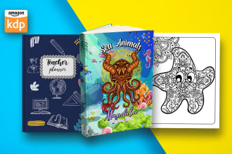 design amazon kdp notebook, journal, coloring book, interior and cover design