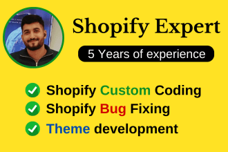 shopify custom coding shopify bug fix and custom theme development